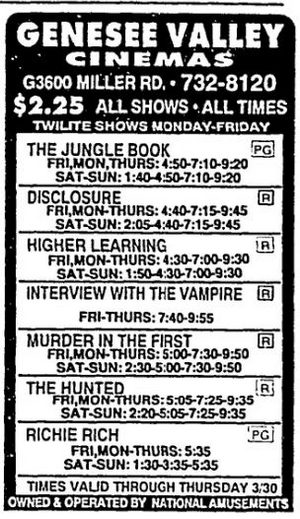 Genesee Valley Cinemas - March 1995 Ad (newer photo)